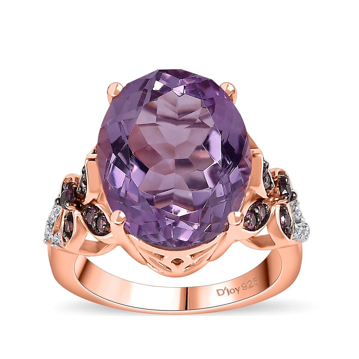 Premium Rose De France Amethyst, Multi Gemstone Ring in Vermeil RG Over Sterling Silver (Size 10.0) 9.60 ctw