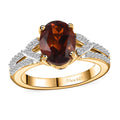 Brazilian Cherry Citrine, White Zircon Ring in Vermeil YG Over Sterling Silver (Size 10.0) 2.00 ctw - Sticky add to cart bar