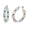 Premium Ethiopian Welo Opal and Chrome Diopside Inside Out Hoop Earrings in Platinum Over Sterling Silver 0.90 ctw - Sticky add to cart bar
