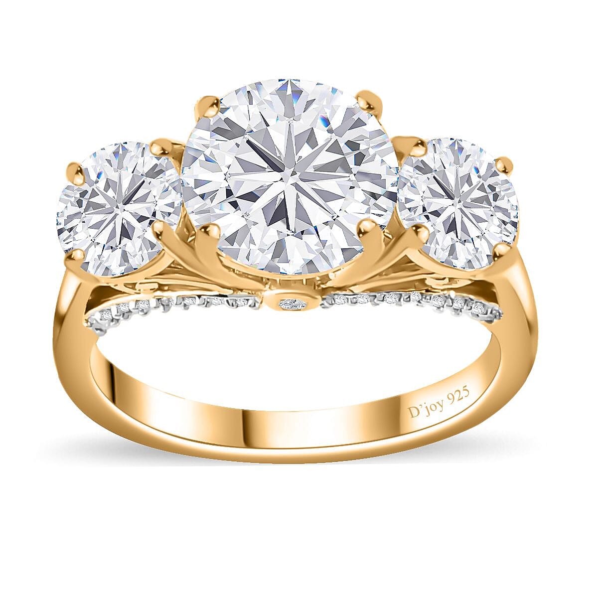 Moissanite Ring in 18K Vermeil YG Over Sterling Silver (Size 10.0) 4.30 ctw