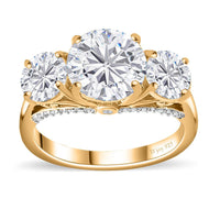 Moissanite Ring in 18K Vermeil YG Over Sterling Silver (Size 10.0) 4.30 ctw