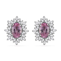 Premium Narsipatnam Pink Spinel and Diamond Stud Earrings in Rhodium Over Sterling Silver 1.25 ctw