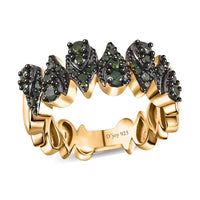 Green Diamond Band Ring in 18K YG Vermeil Sterling Silver , Silver Wt. 7 g 0.75 ctw