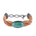 Artisan Crafted Sierra Nevada Turquoise Leather Cord Bracelet in Sterling Silver (7.25-8.50In) 14.50 ctw - Sticky add to cart bar
