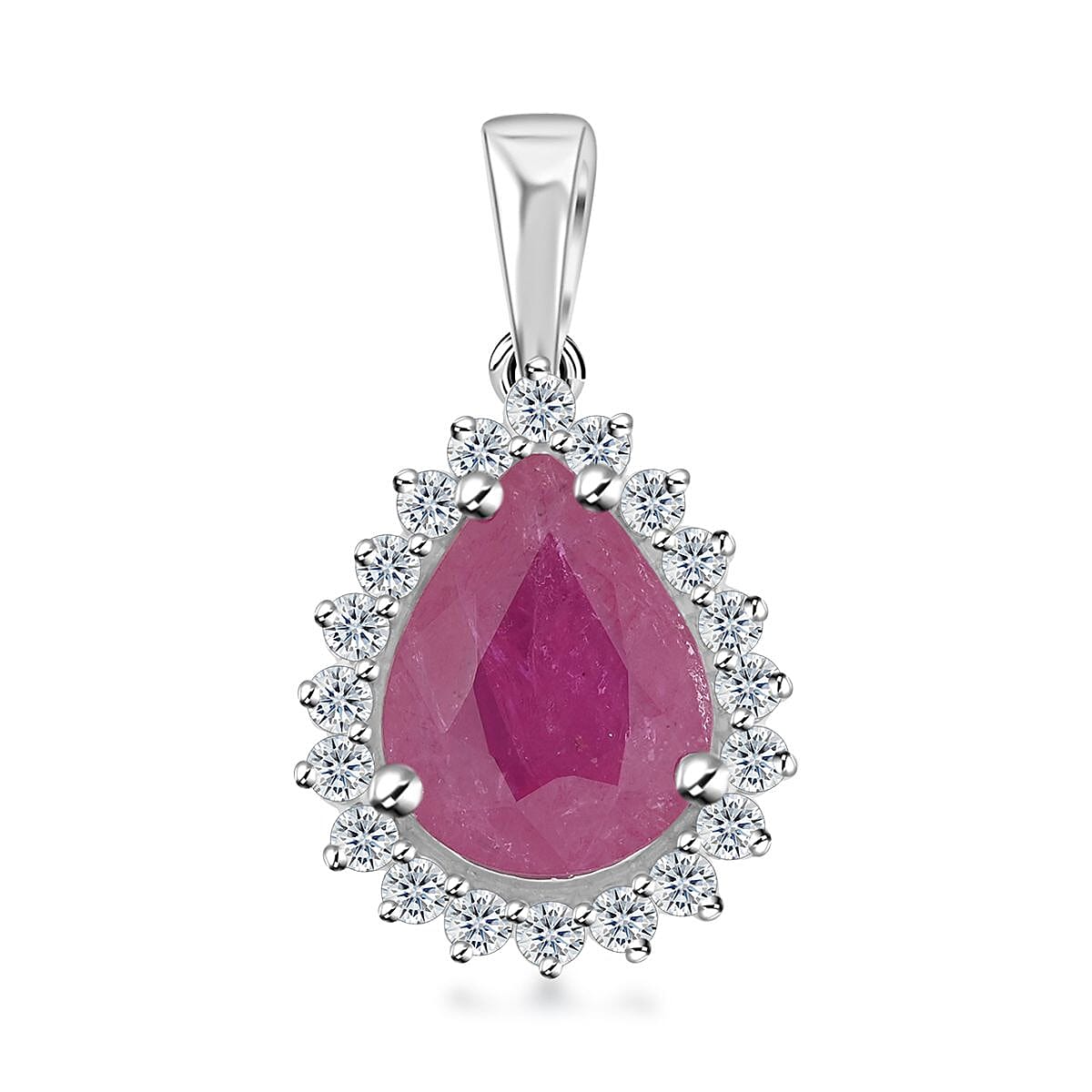 Certified & Appraised Rhapsody 950 Platinum AAAA Mozambique Ruby and E-F VS Diamond Pendant without Chain 2.05 ctw