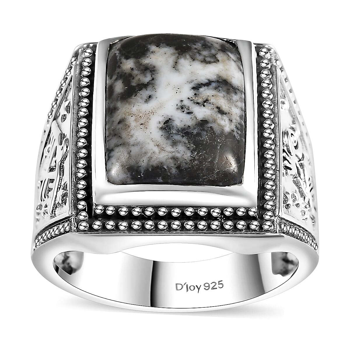 Artisan Crafted White Buffalo Men's Ring in Sterling Silver (Size 10.0) 11.60 ctw