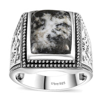 Artisan Crafted White Buffalo Men's Ring in Sterling Silver (Size 10.0) 11.60 ctw