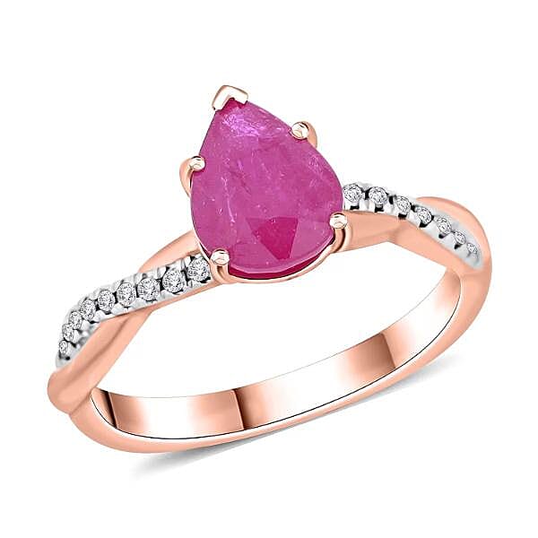 Certified & Appraised Luxoro 14K Rose Gold AAA Mozambique Ruby, Diamond (G-H, I2) Ring (Size 10.0) 2.10 ctw