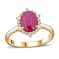 Certified & Appraised Luxoro 14K Yellow Gold AAA Mozambique Ruby, Diamond (G-H, I2) (0.22 cts) Ring (Size 10.0) 1.60 ctw - Sticky add to cart bar