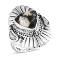 Artisan Crafted White Buffalo Ring in Sterling Silver (Size 10.0) 3.65 ctw - Sticky add to cart bar