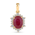Certified & Appraised Luxoro 14K Yellow Gold AAA Mozambique Ruby and G-H I2 Diamond Pendant without Chain 1.60 ctw - Sticky add to cart bar