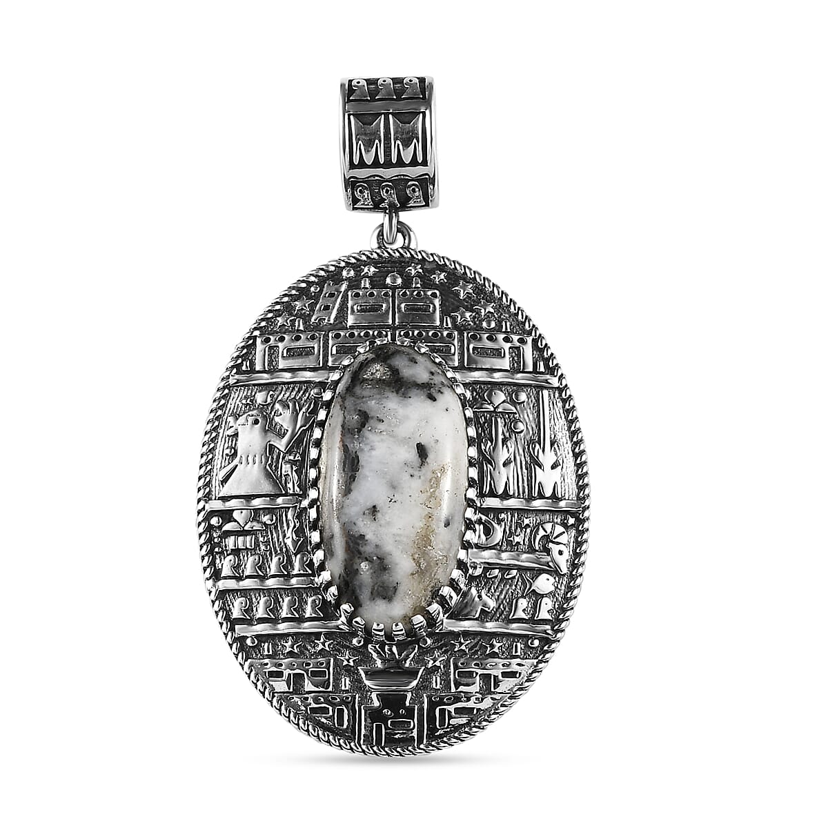 Artisan Crafted White Buffalo Pendant in Sterling Silver 9.30 ctw