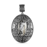 Artisan Crafted White Buffalo Pendant in Sterling Silver 9.30 ctw