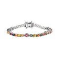 Multi Sapphire Tennis Bracelet in Platinum Over Sterling Silver (8.00 In) 10.35 ctw - Sticky add to cart bar