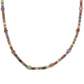 Multi Sapphire Tennis Necklace (18 Inches) in Platinum Over Sterling Silver 26.25 ctw - Sticky add to cart bar
