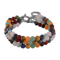 Lapis Lazuli Beaded Toggle Clasp Bracelet in Stainless Steel (6.50-8.0In) 123.50 ctw - Sticky add to cart bar