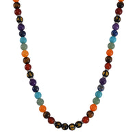 Multi Gemstone 370.00 ctw Beaded Chakra Necklace in Stainless Steel 18-20 Inches