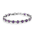 African Amethyst Link Bracelet in Stainless Steel 7.20 (6.50 In) 7.35 ctw - Sticky add to cart bar
