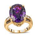 AAA Moroccan Amethyst, Champagne and White Diamond (0.20 cts) Ring in 18K Vermeil YG Over Sterling Silver (Size 10.0) 8.90 ctw - Sticky add to cart bar