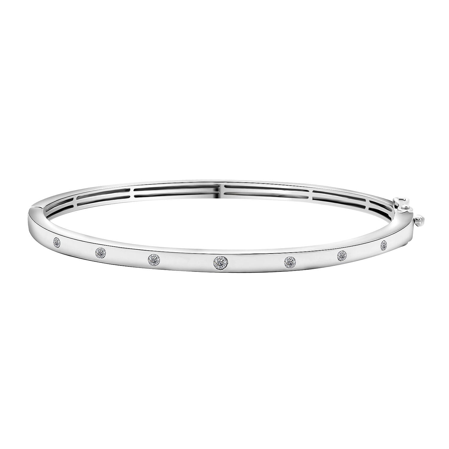 Lab Grown Diamond G-H SI Bangle Bracelet in Platinum Over Sterling Silver (7.50 In) 0.25 ctw
