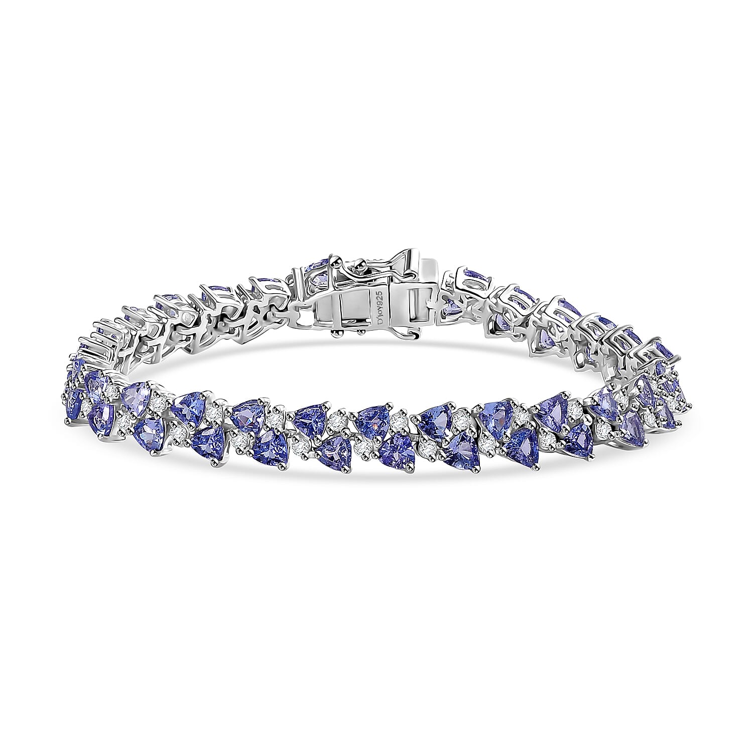 TLV Tanzanite, White Zircon Bracelet in Rhodium Over Sterling Silver (6.50 In) 10.35 ctw