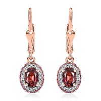 Ouro Fino Rubellite, Multi Gemstone Lever Back Earrings in 18K Vermeil RG Over Sterling Silver 1.70 ctw
