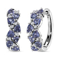 TLV Tanzanite, White Zircon Hoop Earrings in Rhodium Over Sterling Silver 3.00 ctw - Sticky add to cart bar