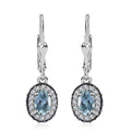 D'Joy Premium Santa Maria Aquamarine and Multi Gemstone Lever Back Earrings in Platinum Over Sterling Silver 1.60 ctw - Sticky add to cart bar