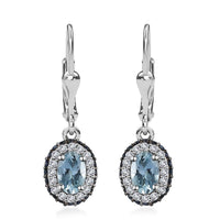 D'Joy Premium Santa Maria Aquamarine and Multi Gemstone Lever Back Earrings in Platinum Over Sterling Silver 1.60 ctw