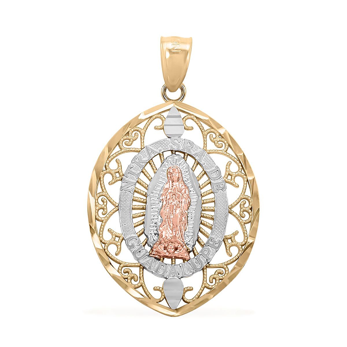 10K Yellow, Rose and White Gold Guadalupe Pendant 2.10 Grams