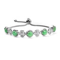Green Jade (D) 9.15 ctw Bolo Bracelet in Stainless Steel - Sticky add to cart bar