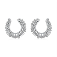 White Diamond Hoop Earrings in Rhodium Over Sterling Silver 1.00 ctw