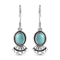 Artisan Crafted Sierra Nevada Turquoise Earrings in Black Oxidized Sterling Silver 2.40 ctw - Sticky add to cart bar
