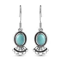 Artisan Crafted Sierra Nevada Turquoise Earrings in Black Oxidized Sterling Silver 2.40 ctw