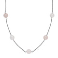 Galilea Rose Quartz Station Necklace 20 Inches in Rhodium Over Sterling Silver 40.00 ctw - Sticky add to cart bar