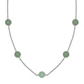 Green Aventurine Station Necklace 20 Inches in Rhodium Over Sterling Silver 35.00 ctw - Sticky add to cart bar
