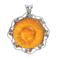 Sajen Silver Lab Created Citrine Carved and Citrine Pendant without Chain in Platinum Over Sterling Silver 85.00 ctw - Sticky add to cart bar