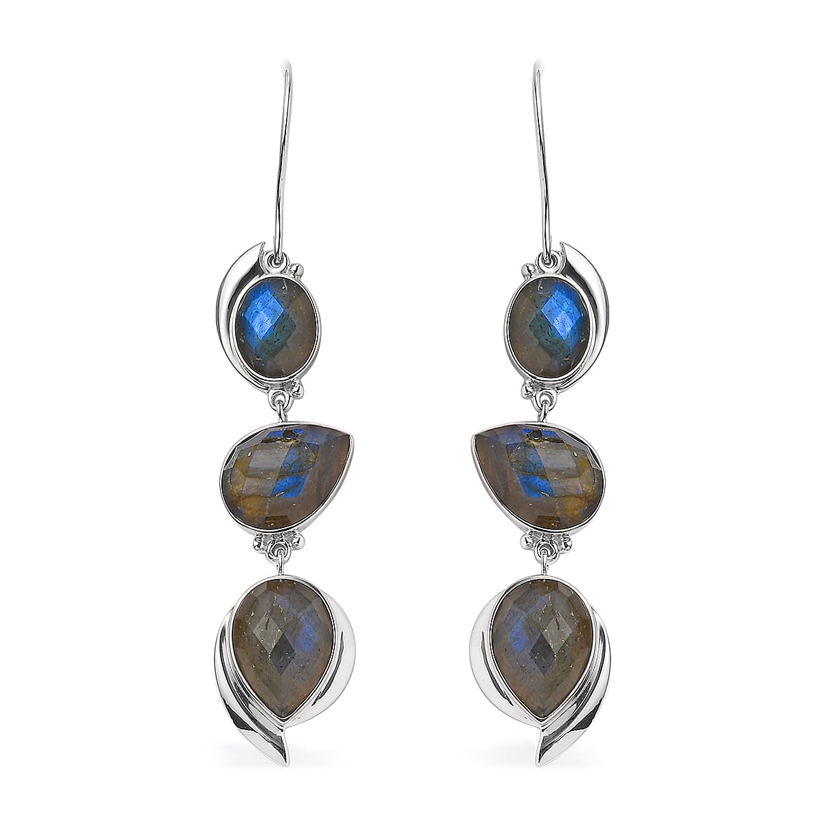 Sajen Silver AAA Malagasy Labradorite Earrings in Platinum Over Sterling Silver 27.25 ctw