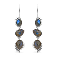Sajen Silver AAA Malagasy Labradorite Earrings in Platinum Over Sterling Silver 27.25 ctw