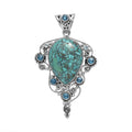 Sajen Silver AAA Mojave Turquoise and Multi Gemstone Pendant in Platinum Over Sterling Silver 24.71 ctw - Sticky add to cart bar