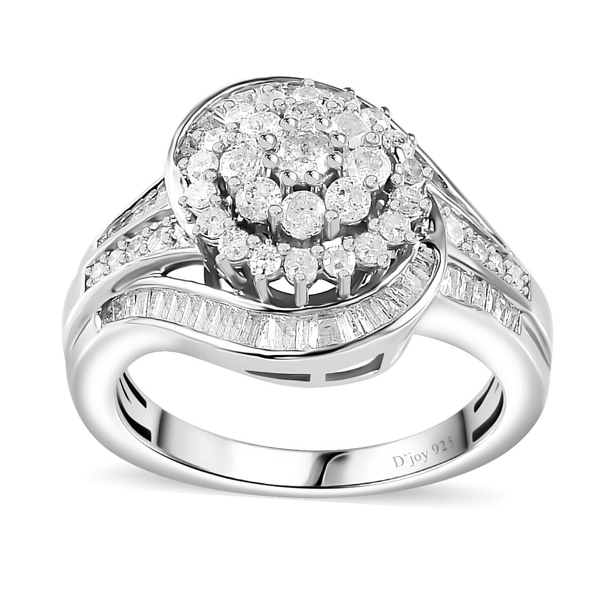 TLV Diamond Ring in Rhodium Over Sterling Silver (Size 8.0) 1.00 ctw