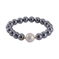Terahertz and Freshwater Pearl Beaded Stretch Bracelet in Sterling Silver 130.00 ctw - Sticky add to cart bar