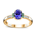 Luxoro 14K Yellow Gold AAA Tanzanite, AAAA Boyaca Colombian Emerald and Diamond I2 Ring (Size 9.0) 1.60 ctw - Sticky add to cart bar