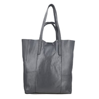 100% Genuine Leather unlined metalic tote Bag   Size:12.5(L)x4.75(W)x15(H) Inch Color:Silver