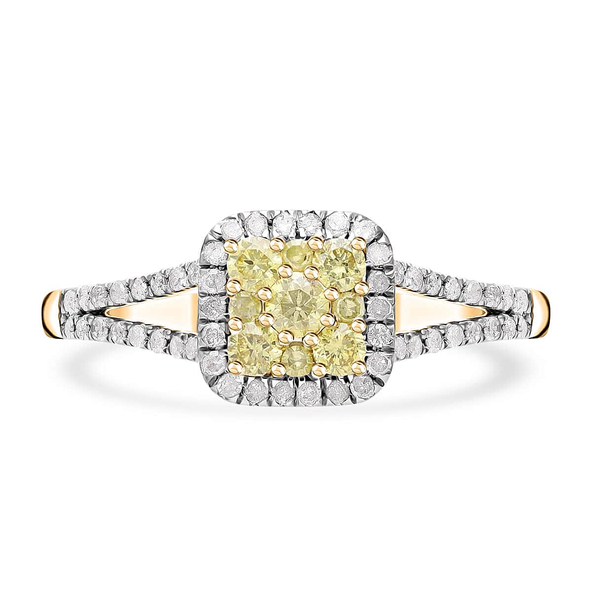 Luxoro 10K Yellow Gold Natural Yellow and White Diamond (I2-I3) Ring (Size 10.0) 0.50 ctw