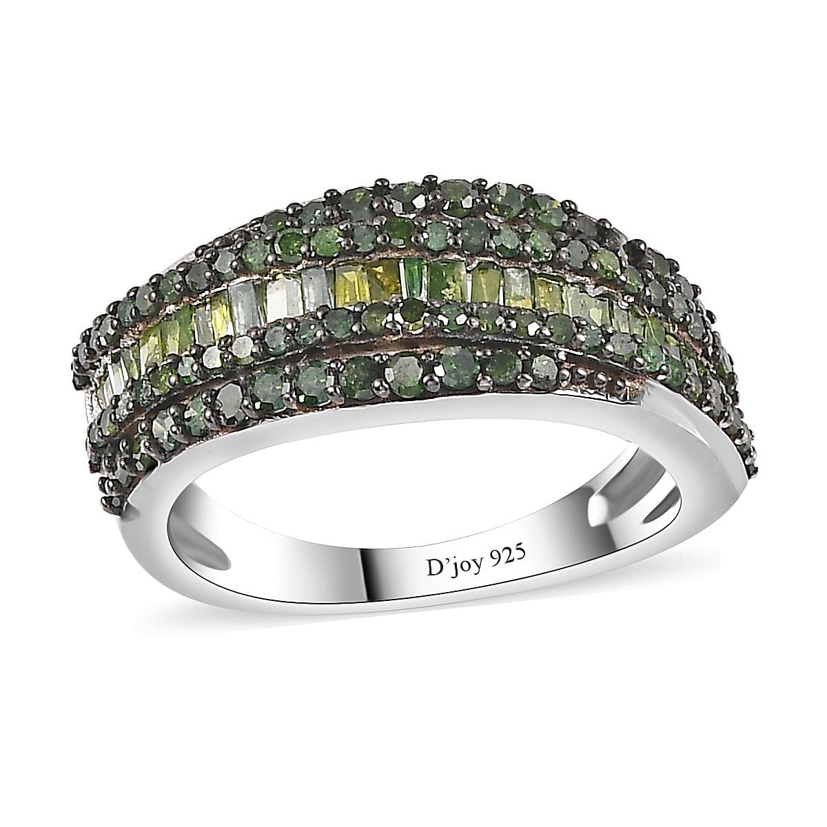 Green Diamond Ring in Rhodium Over Sterling Silver 1.00 ctw (Del. in 8-10 Days)