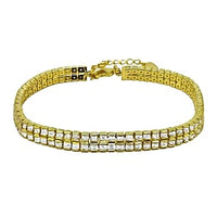 Simulated Diamond Bracelet in 18K YG Plated (7.50 In)