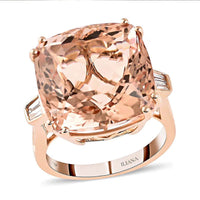 certified and Appraised Iliana18K Rose Gold AAA Morganite White Diamond Solitaire Ring Gold Wt. 5.65 g (Size 8.0) 16.40 ctw