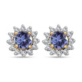 Tanzanite and White Zircon Sunburst Stud Earrings in 18K Vermeil Yellow Gold Over Sterling Silver 1.00 ctw - Sticky add to cart bar