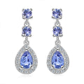 Tanzanite and White Zircon Drop Earrings in Rhodium Over Sterling Silver 1.50 ctw - Sticky add to cart bar